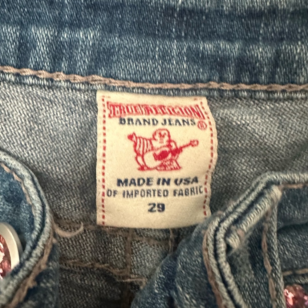 True Religion Pink Stiched Denim Shorts - Picture 4 of 4